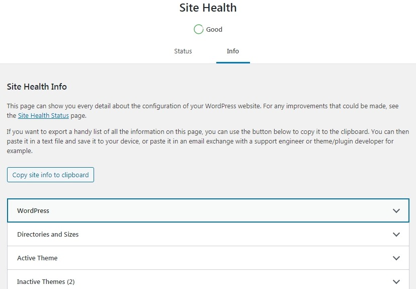 Site Health Info